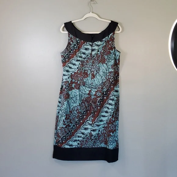 Dressbarn Grn & Brn Floral, Sleeveless Midi Dress. Size 14W - Picture 6 of 10